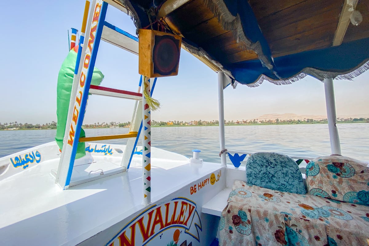 Inside the felucca in Luxor